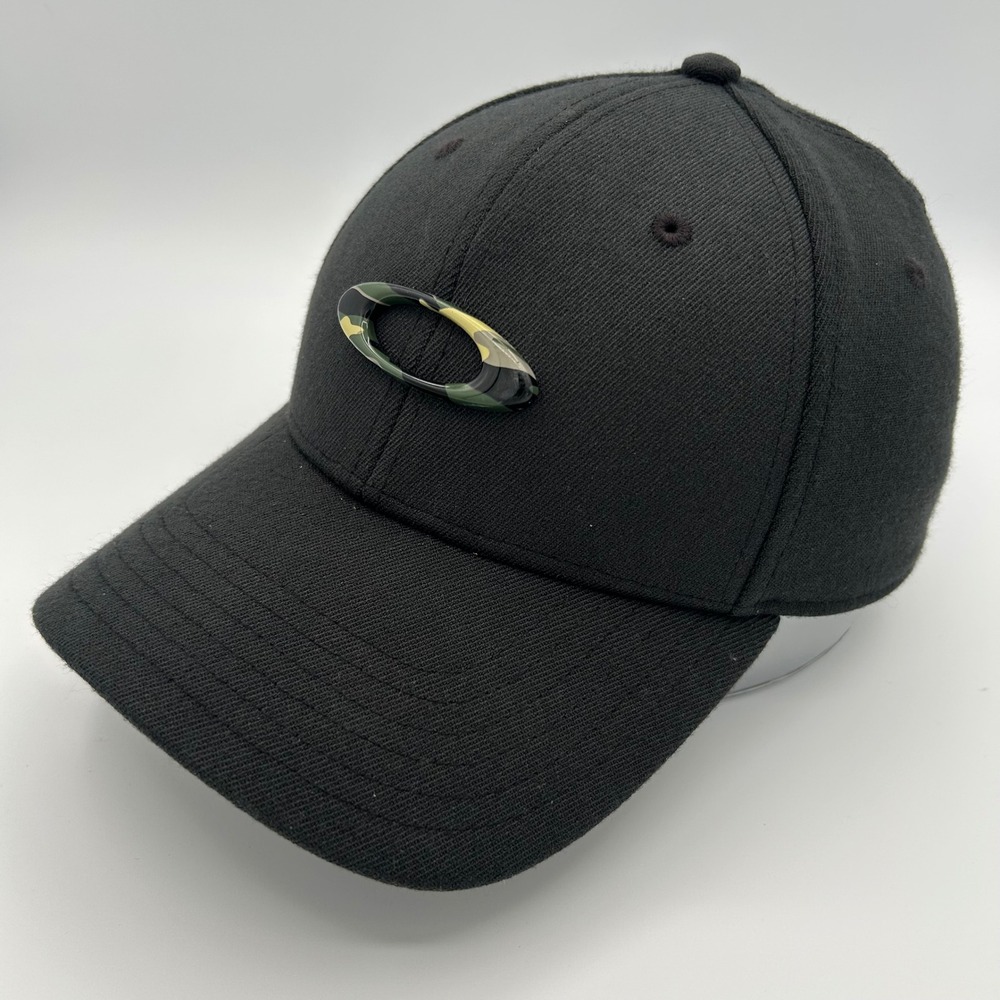 Oakley Baseball Cap Classic Low Flex Mens S/M Black Camo Icon Streetwear Y2K